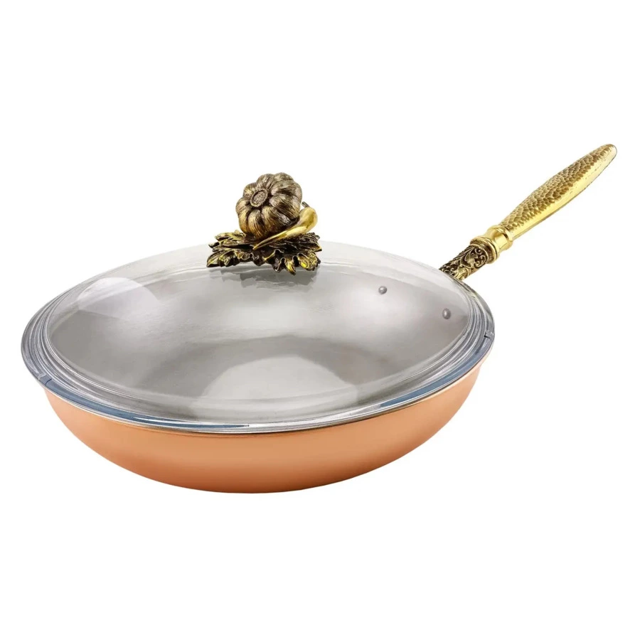 Сковорода с лужением Кольчугинский мельхиор Чеснок 25 см, медь-Sale