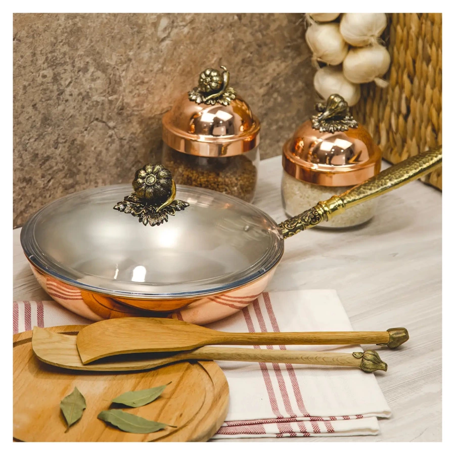 Сковорода с лужением Кольчугинский мельхиор Чеснок 25 см, медь-Sale