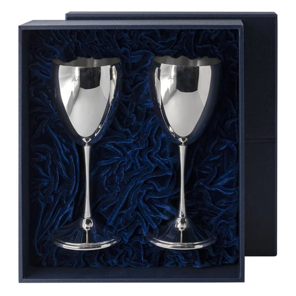 Набор бокалов для вина гладких в футляре АргентА Classic 232,49 г, 120 мл, 2 шт, серебро 925