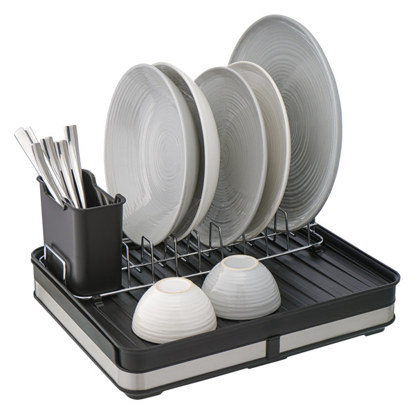 Сушилка для посуды раздвижная Smart Solutions Atle, полипропилен, металл, черная