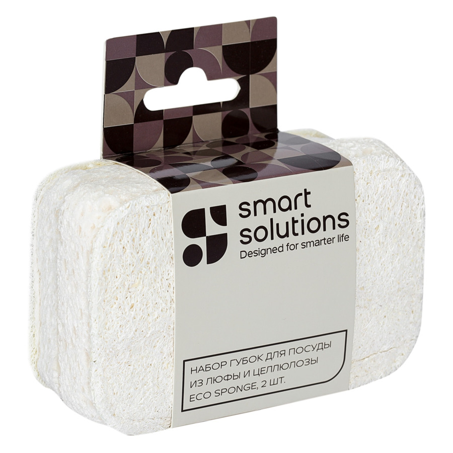 Набор губок для посуды Smart Solutions Eco Sponge, 2 шт, люфа и целлулоза, белый