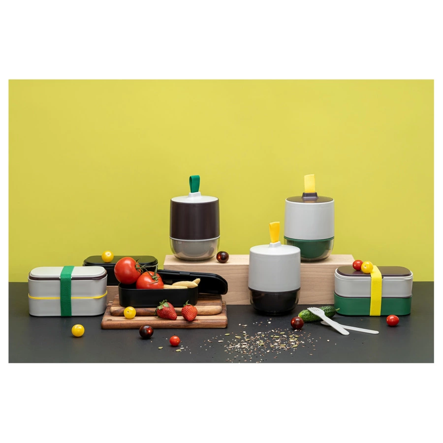 Ланч-бокс с приборами Smart Solutions Food Time 1 л, зеленый, серый