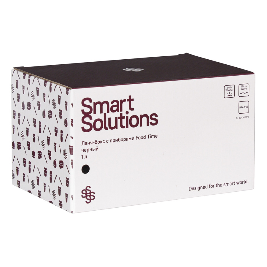 Ланч-бокс с приборами Smart Solutions Food Time 1 л, черный