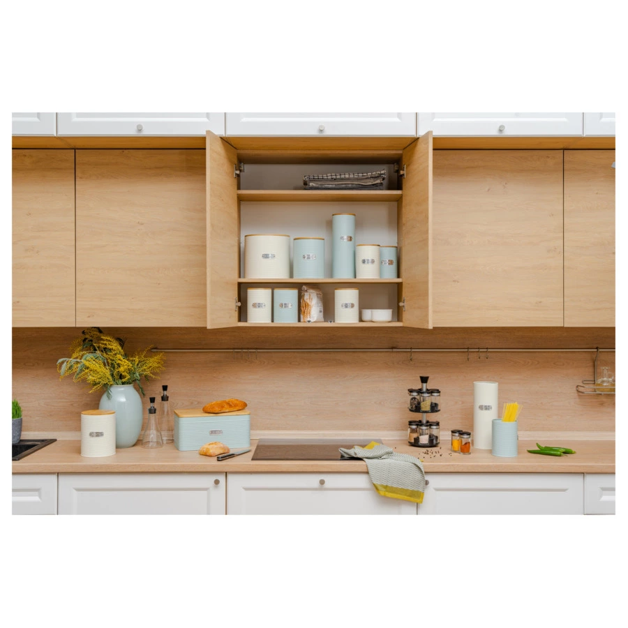 Банка для хранения крупы Smart Solutions Irmel 2,5 л, молочная, сталь, бамбук