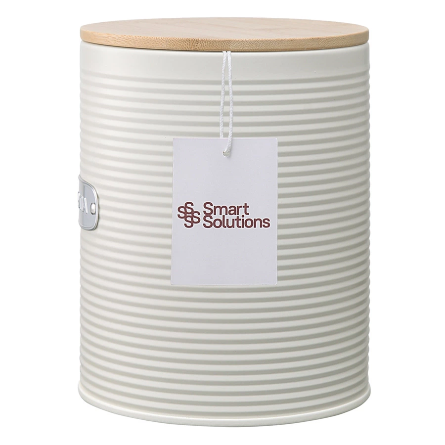 Банка для хранения крупы Smart Solutions Irmel 2,5 л, молочная, сталь, бамбук