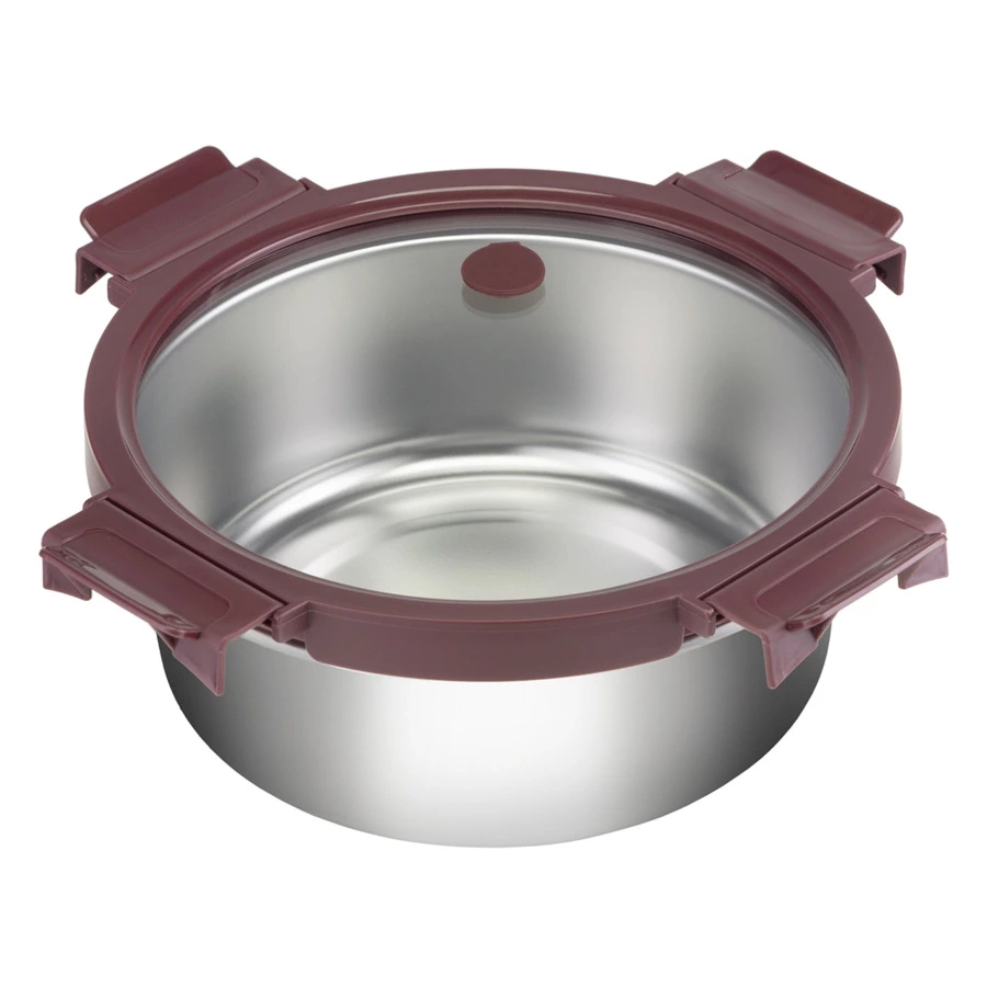 Ланч-бокс стальной со стеклянной крышкой Smart Solutions 1,5 л, сливовый