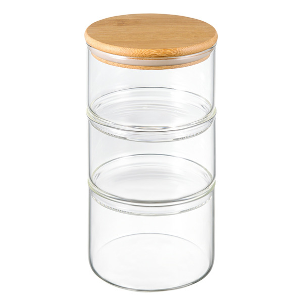 Набор банок для хранения Smart Solutions, 3 шт, борсиликатное стекло, бамбук