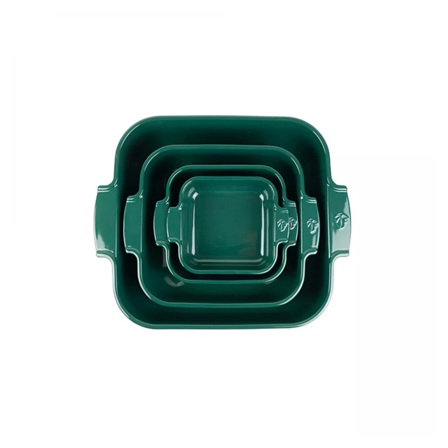 Форма для запекания квадратная Peugeot Green Forest 28х28х6,5 см, 2,7 л, керамика, зеленая
