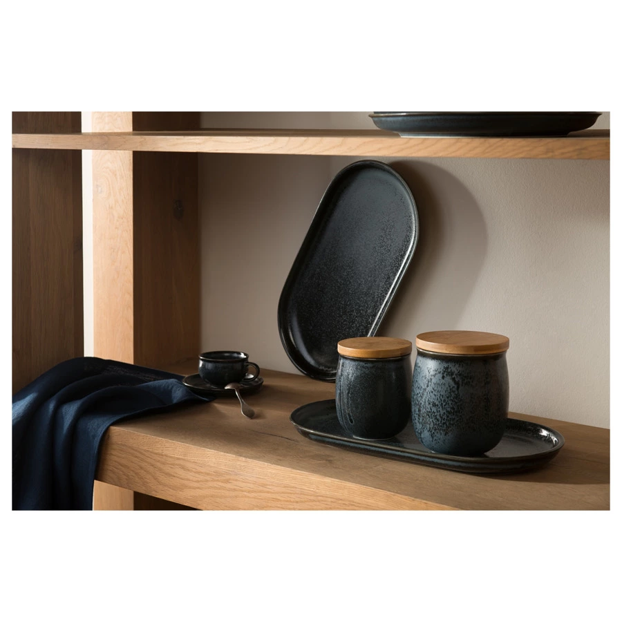 Блюдо сервировочное Liberty Jones Cosmic Kitchen 36,5х19,5 см, фарфор, черно-синий