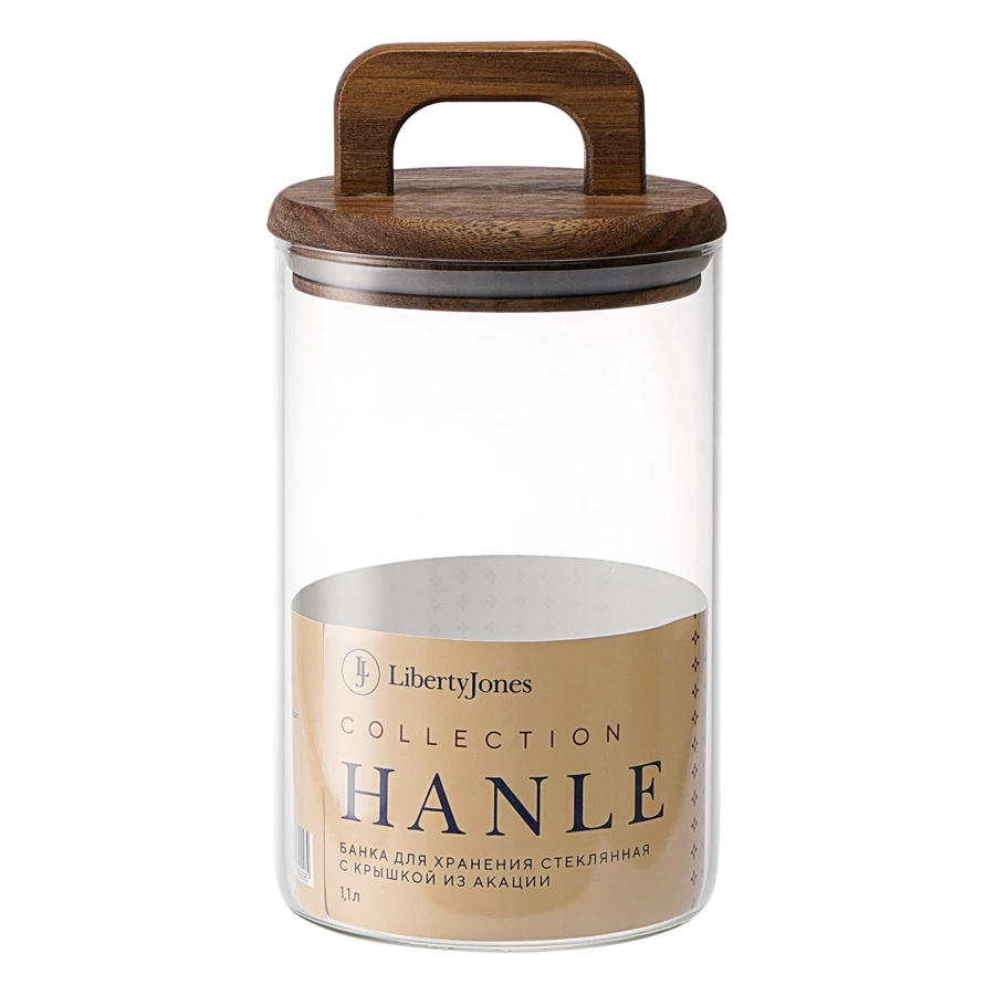 Банка для хранения с крышкой из акации Liberty Jones Hanle 1,1 л, стекло