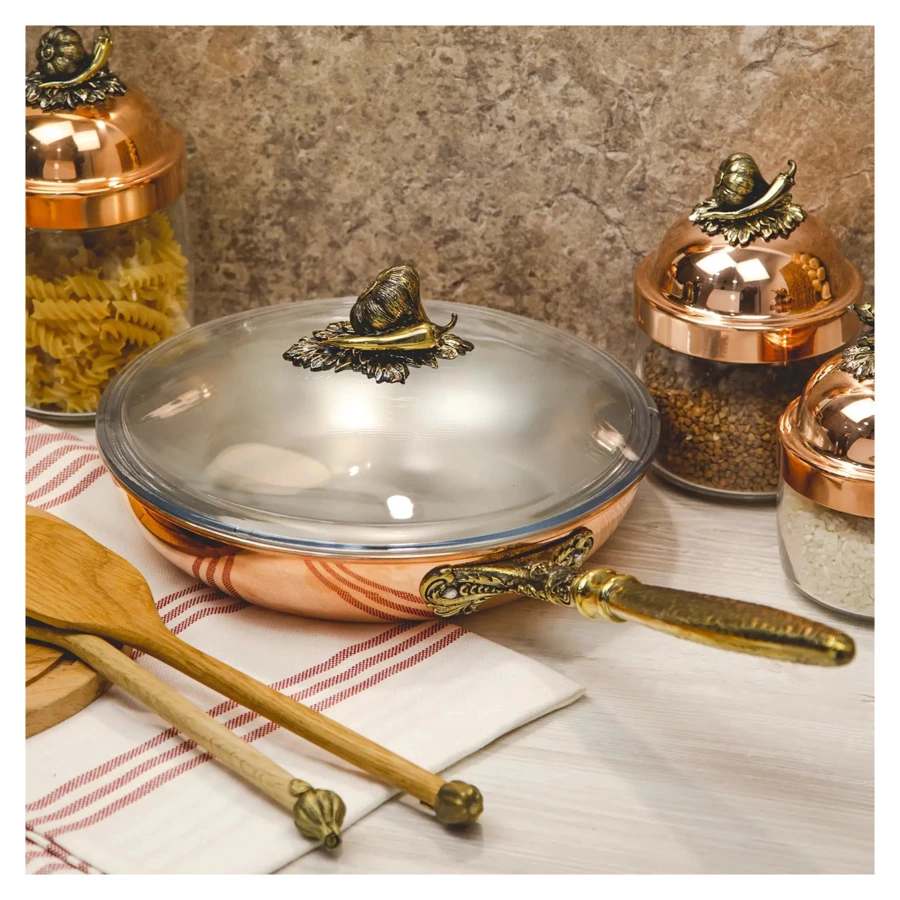 Сковорода с лужением Кольчугинский мельхиор Чеснок d25 см, медь-Sale2