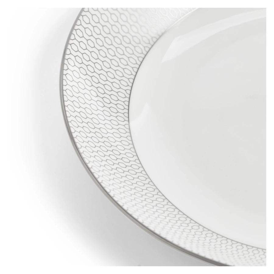 Тарелка суповая Wedgwood Джио Платинум 24 см, фарфор костяной