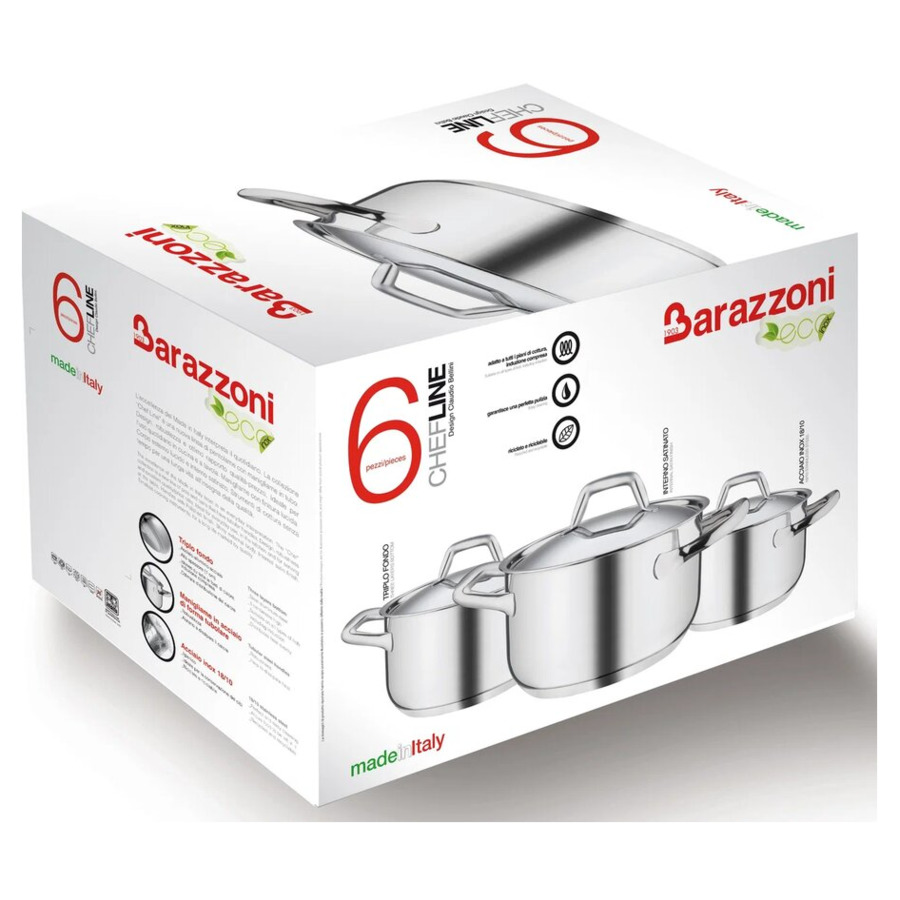 Кастрюля высокая с крышкой Barazzoni Chef Line 4,6 л, 20 см, сталь нержавеющая