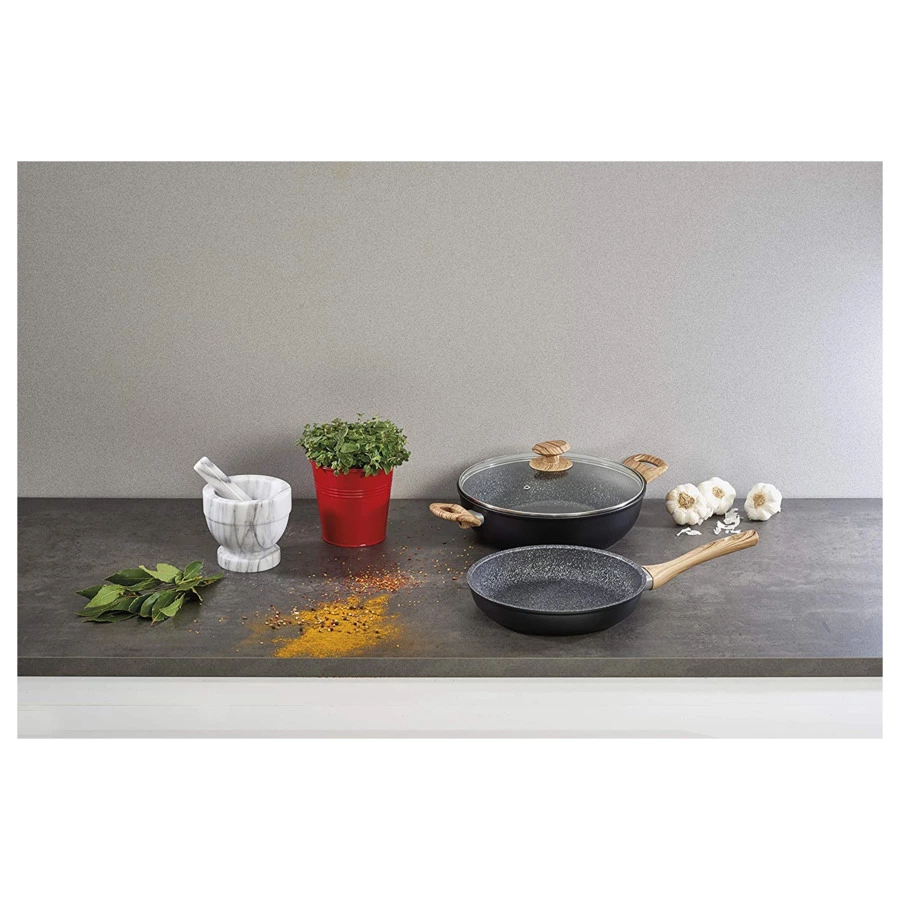 Сотейник антипригарный с крышкой Barazzoni Granitica Extra Inuction Eco 4,1 л, 28 см, алюминий кован