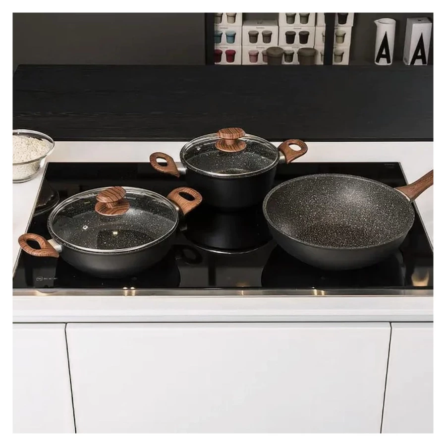 Кастрюля антипригарная с крышкой Barazzoni Granitica Extra Induction Eco 2,4 л, 20 см, алюминий