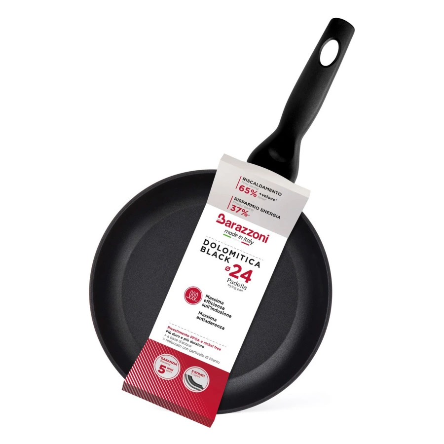 Сковорода антипригарная индукционная Barazzoni Dolomitica Extra Black 24 см, алюминий кованый