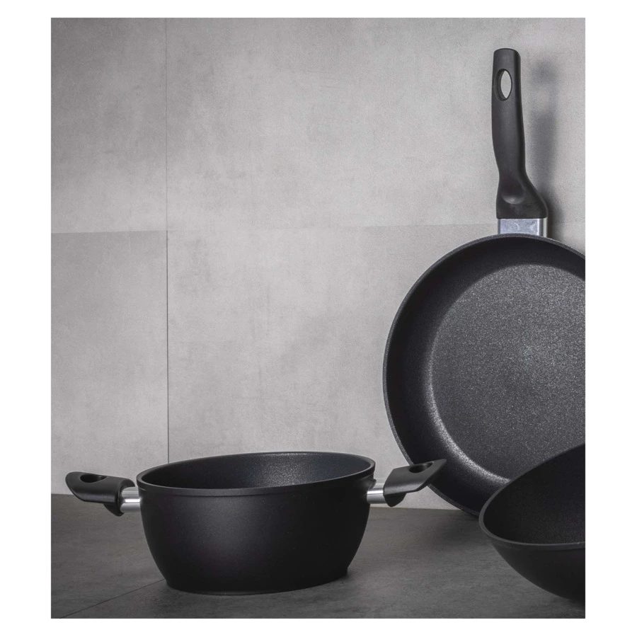 Сковорода антипригарная индукционная Barazzoni Dolomitica Extra Black 24 см, алюминий кованый