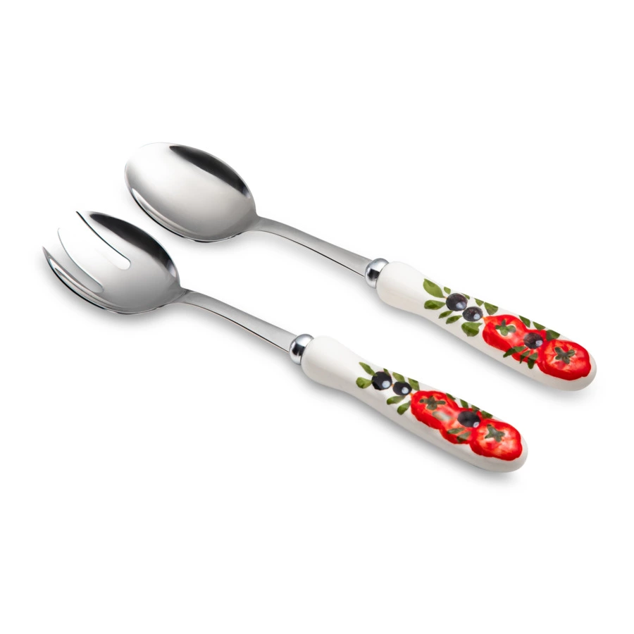 Ложка  для салата Edelweiss Томаты и оливки 26 см, керамика, сталь нержавеющая
