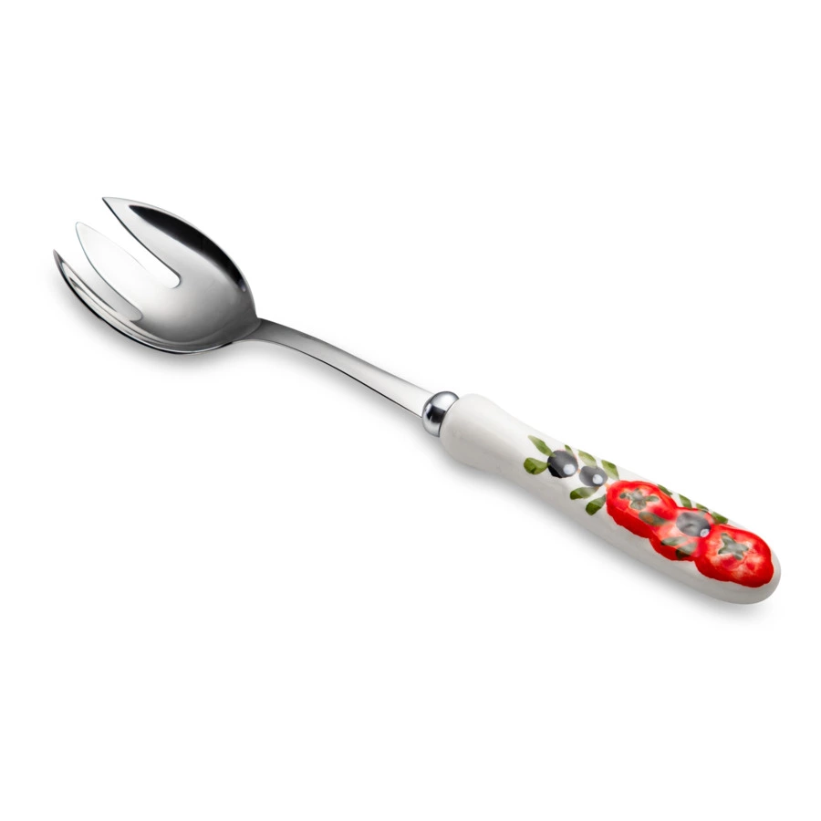 Ложка  для салата Edelweiss Томаты и оливки 26 см, керамика, сталь нержавеющая