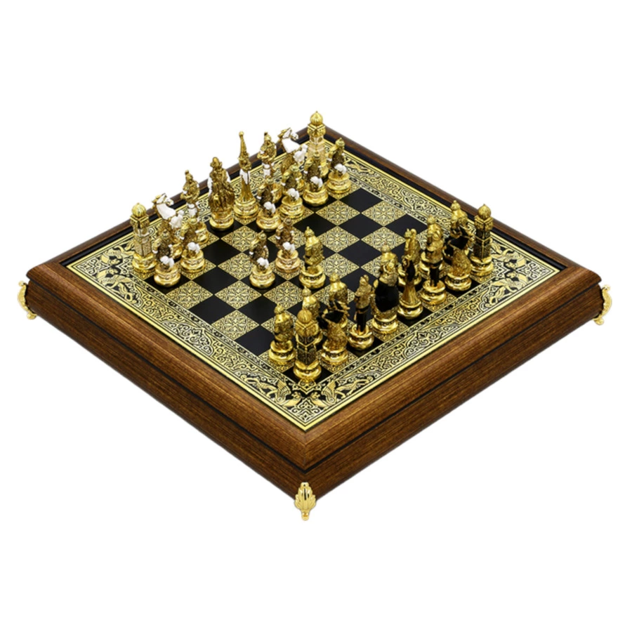 Шахматы Empire Барс 32,8х32,8х5,8 см, фигурки металл, золото, доска дерево, п/к
