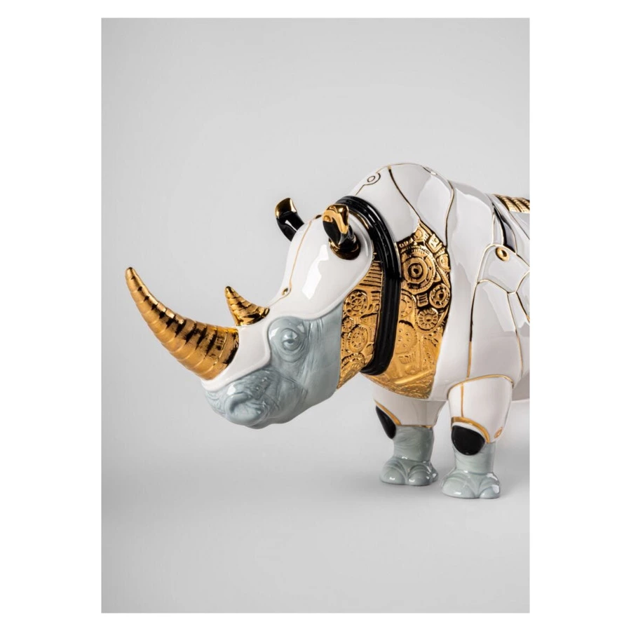 Фигурка Lladro Носорог-киборг 19х45х22 см, белый, фарфор