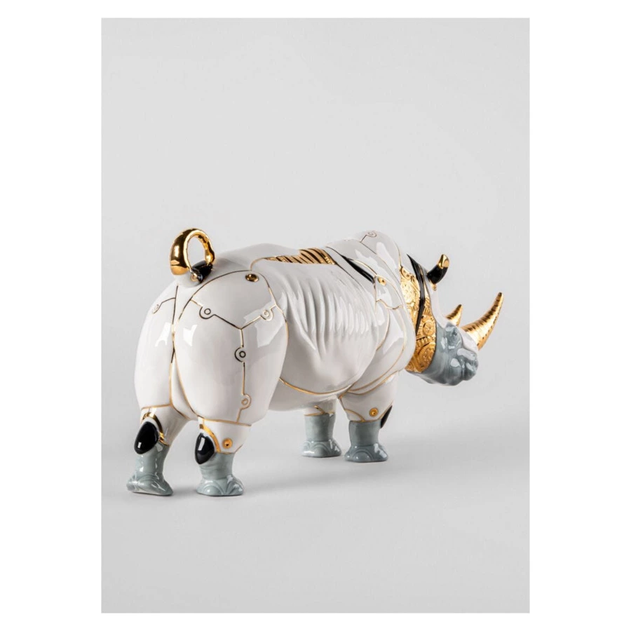 Фигурка Lladro Носорог-киборг 19х45х22 см, белый, фарфор
