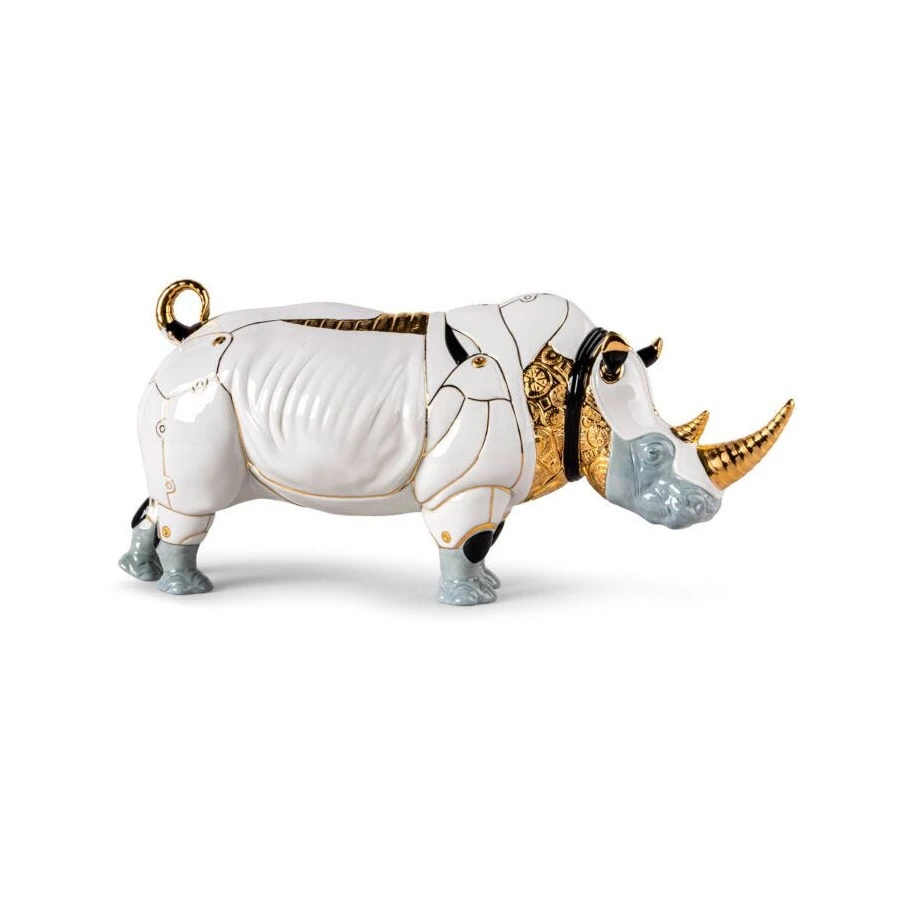 Фигурка Lladro Носорог-киборг 19х45х22 см, белый, фарфор