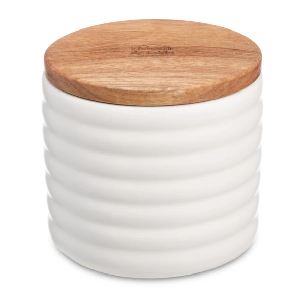 Банка для хранения Decor de table Home 350 мл, рельеф, керамика, акация, белая