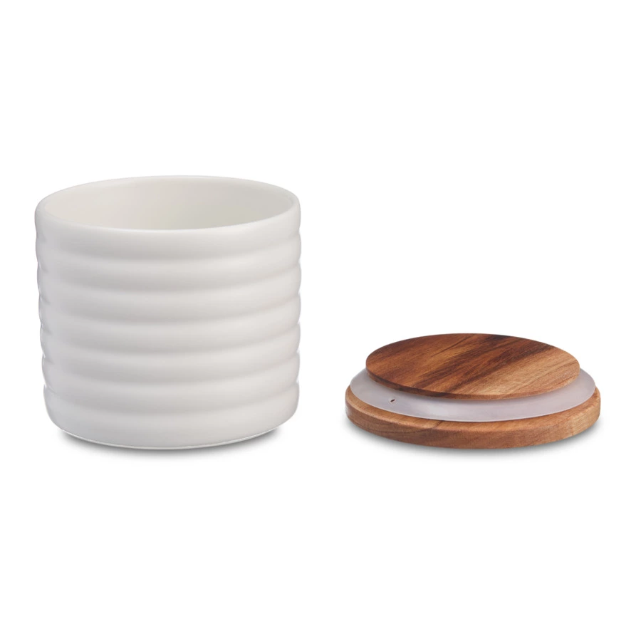 Банка для хранения Decor de table Home 350 мл, рельеф, керамика, акация, белая