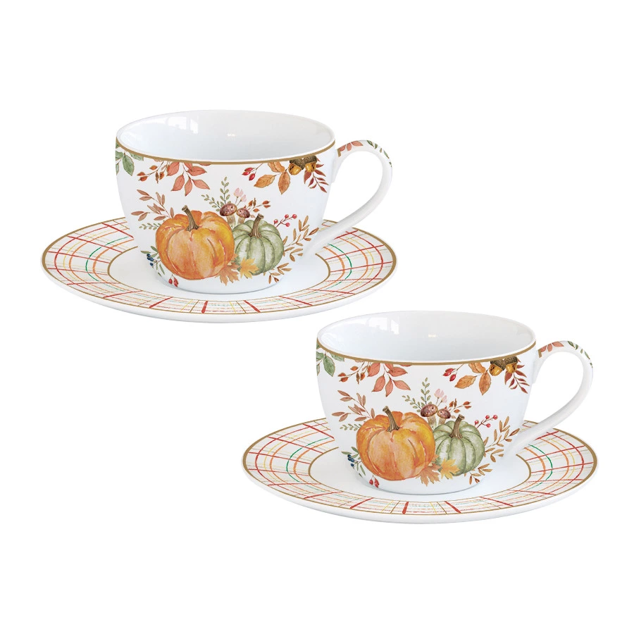 Набор кофейных пар Easy Life Тыква 110 мл, 2 шт, фарфор, п/к