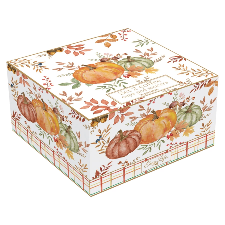 Набор кофейных пар Easy Life Тыква 110 мл, 2 шт, фарфор, п/к