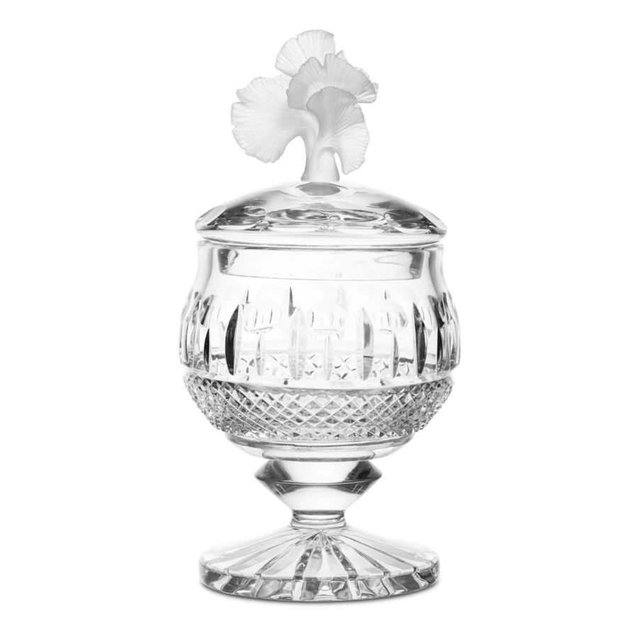 Конфетница на ножке Decor de table Париж Гингко 12,5х20 см, хрусталь, цветок морозный белый