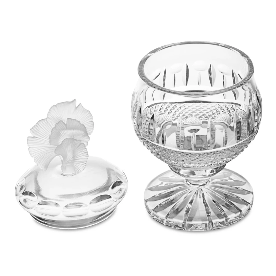 Конфетница на ножке Decor de table Париж Гингко 12,5х20 см, хрусталь, цветок морозный белый