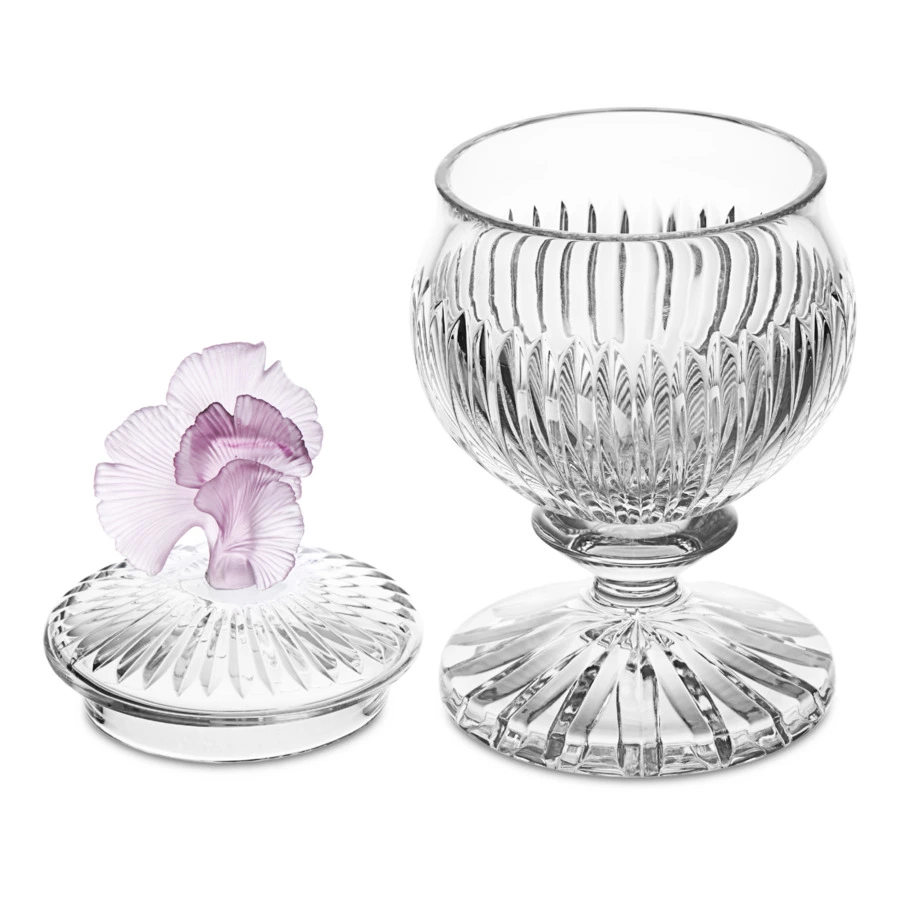 Конфетница на ножке Decor de table Париж Гингко 12,5х20 см, хрусталь, цветок розовый