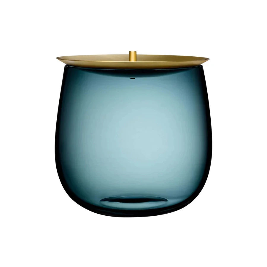 Банка для хранения с крышкой Nude Glass Берет d16хh15,4 см, стекло хрустальное, сине-зеленая