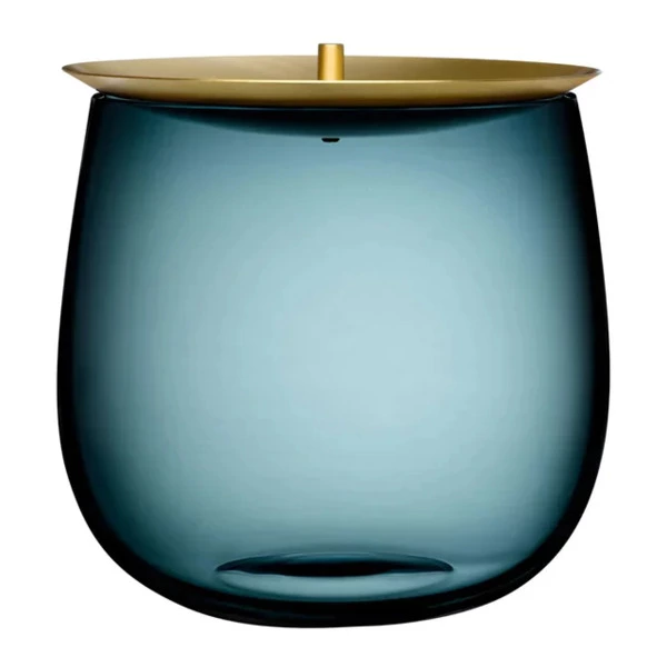 Банка для хранения с крышкой Nude Glass Берет d16хh15,4 см, стекло хрустальное, сине-зеленая