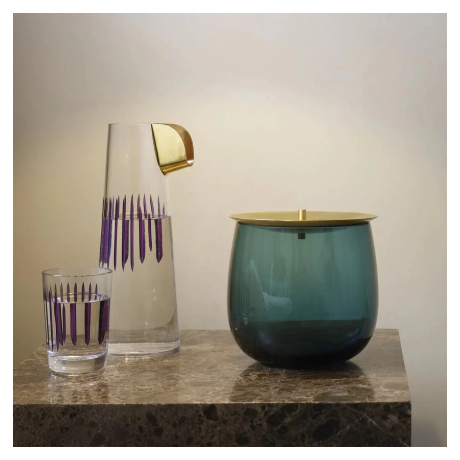 Банка для хранения с крышкой Nude Glass Берет d16хh15,4 см, стекло хрустальное, сине-зеленая