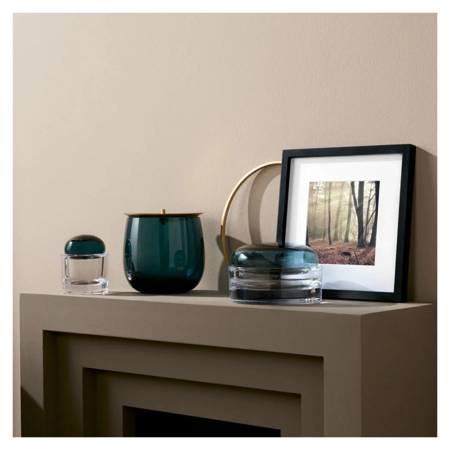 Банка для хранения с крышкой Nude Glass Берет d16хh15,4 см, стекло хрустальное, сине-зеленая