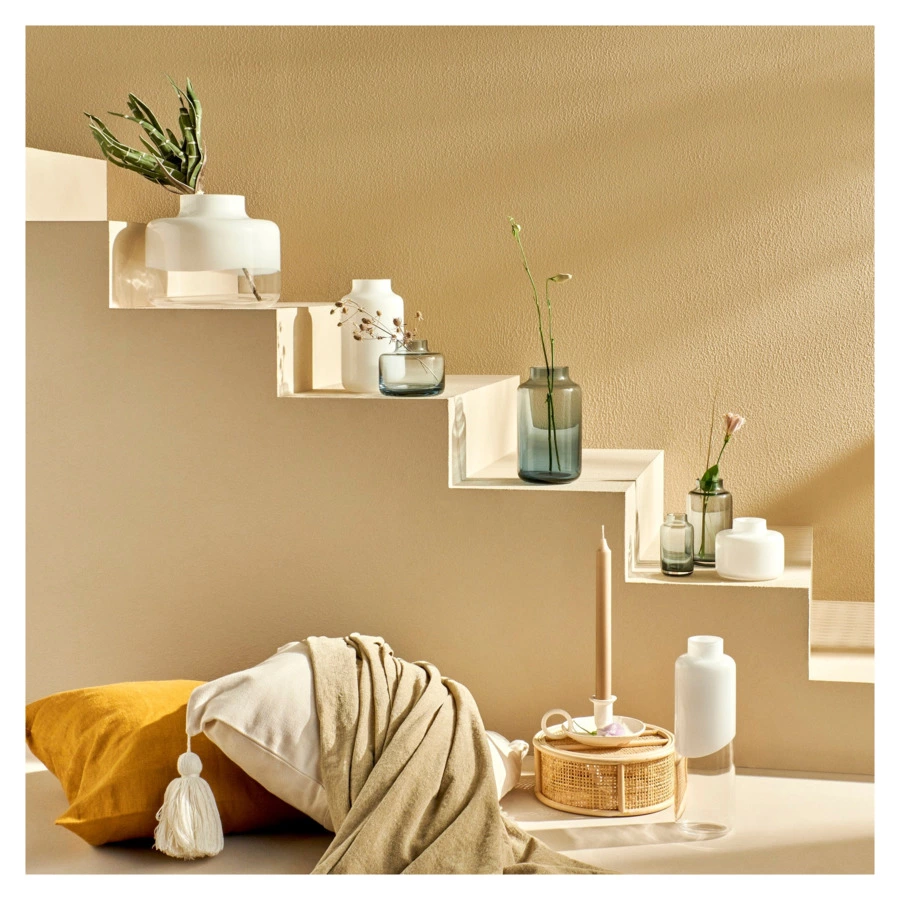 Ваза Nude Glass Магнолия 32 см, стекло хрустальное, синяя