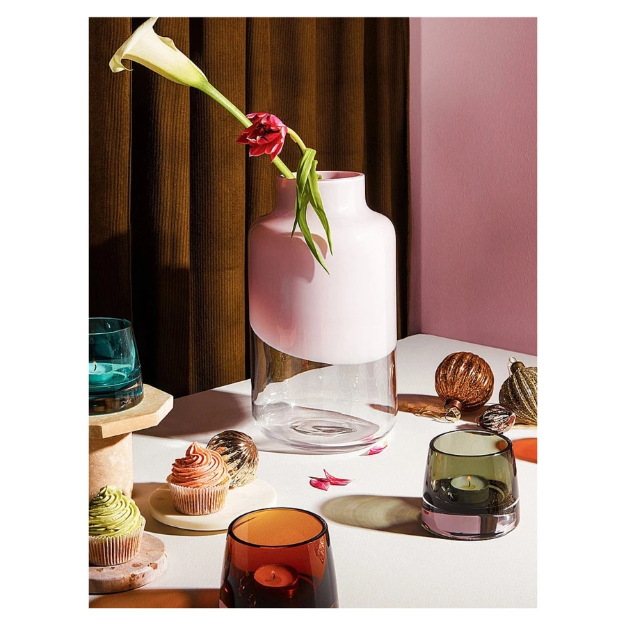 Ваза Nude Glass Магнолия 32 см, стекло хрустальное, опалово-розовая