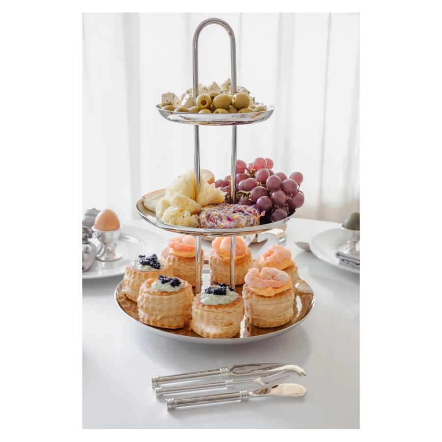 Блюдо трехъярусное Edzard Апус h40 см, сталь нержавеющая