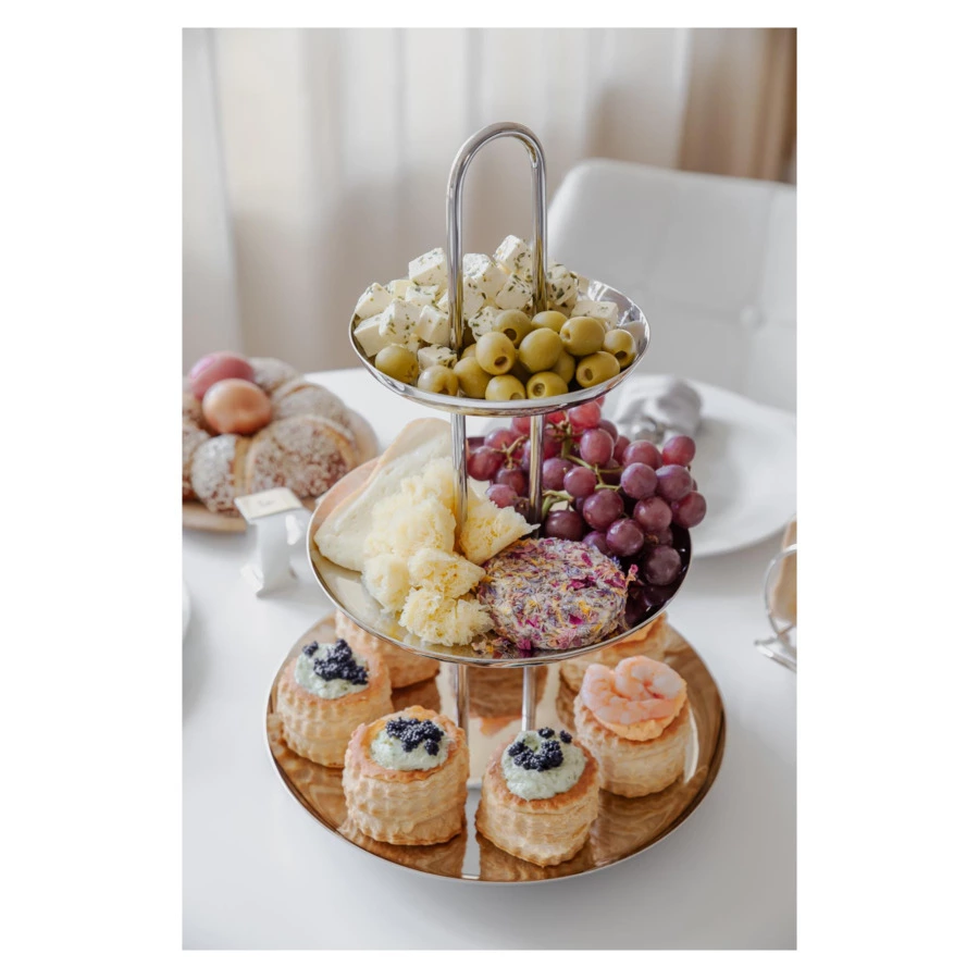 Блюдо трехъярусное Edzard Апус h40 см, сталь нержавеющая