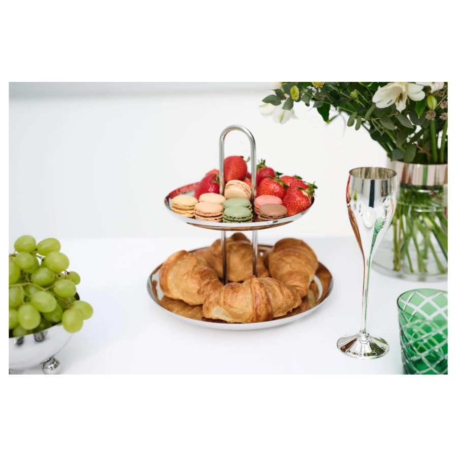 Блюдо двухъярусное Edzard Апус h28 см, сталь нержавеющая