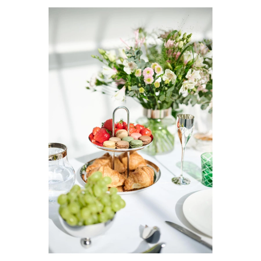 Блюдо двухъярусное Edzard Апус h28 см, сталь нержавеющая