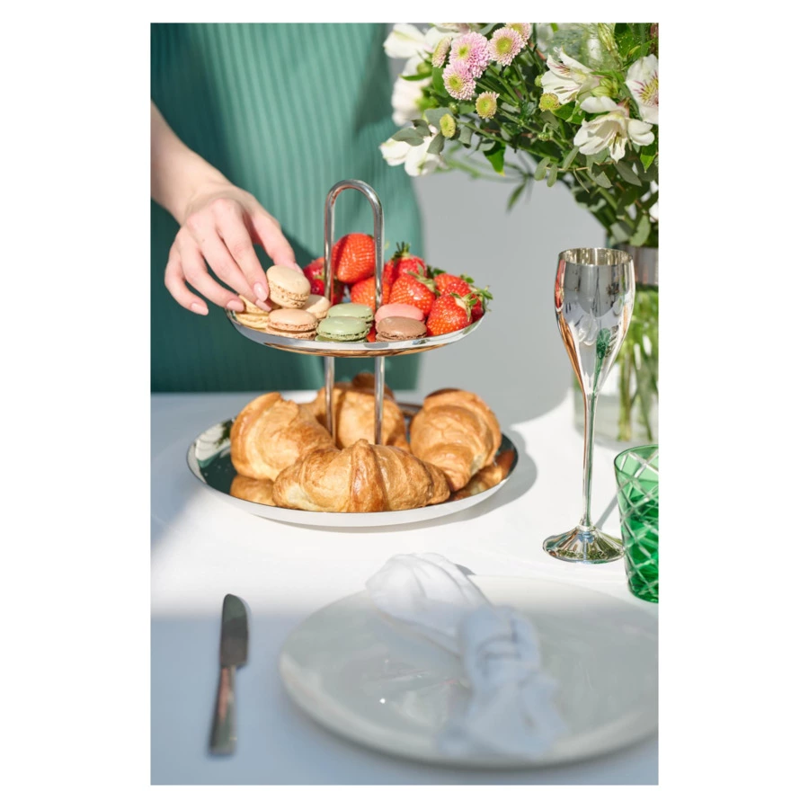 Блюдо двухъярусное Edzard Апус h28 см, сталь нержавеющая