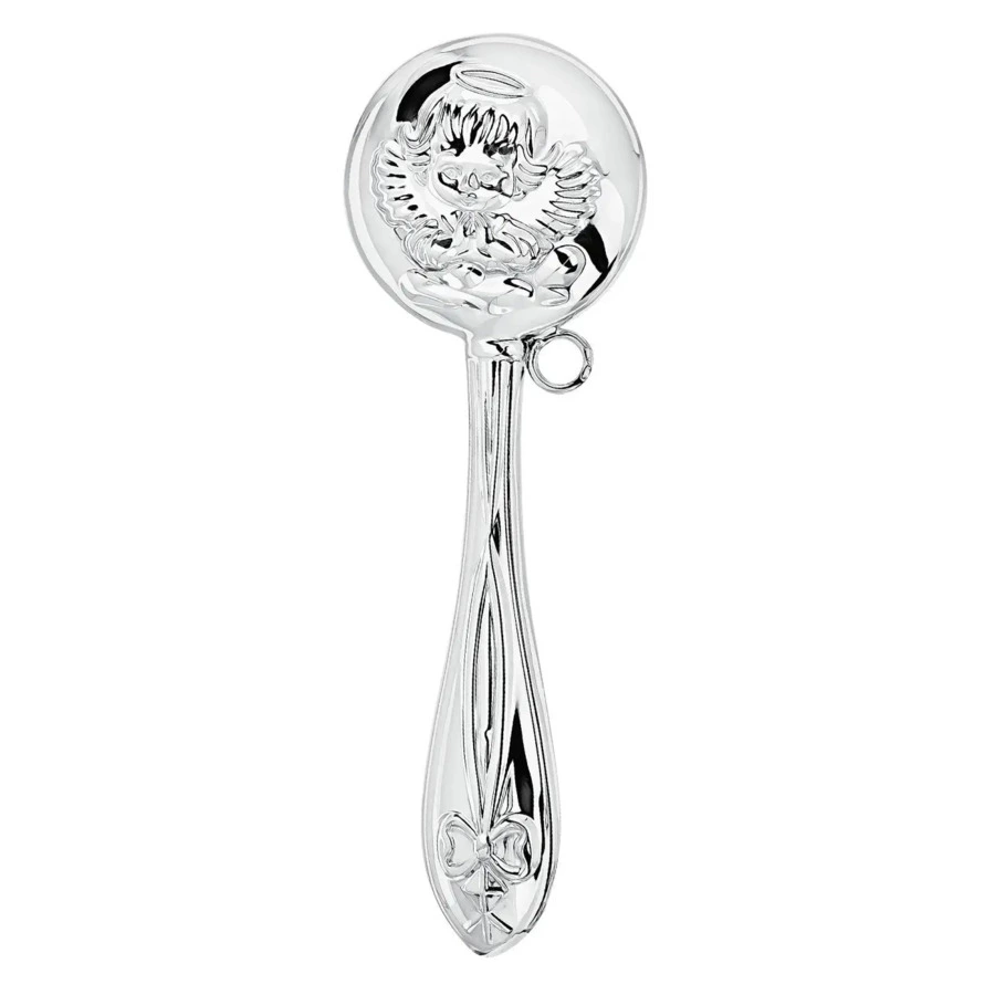 Набор для малышей в футляре АргентА Do Do Ангел с голубой эмалью, ложка и погремушка 55,78 г, серебр