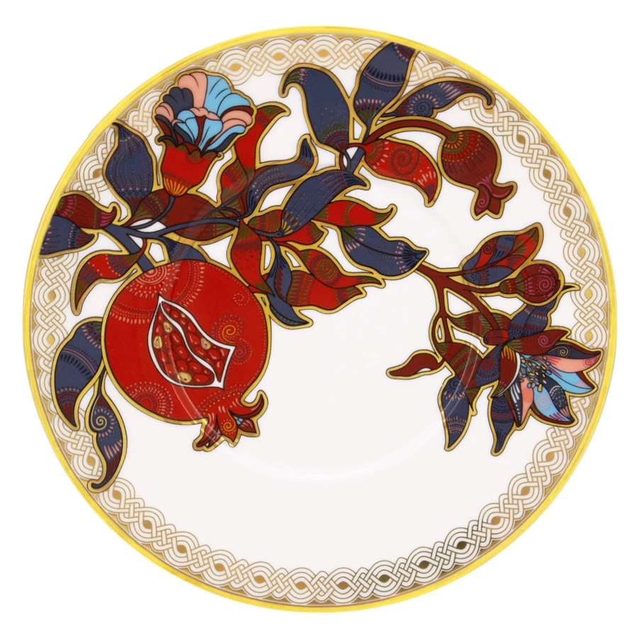 Чашка чайная с блюдцем Empire Гранат 320 мл, фарфор твердый, золотая деколь, п/к