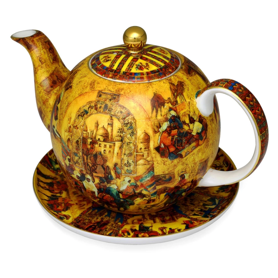 Сервиз чайный с пиалами Empire Шелковый путь на 6 персон 9 предметов,фарфор костяной, золотая деколь