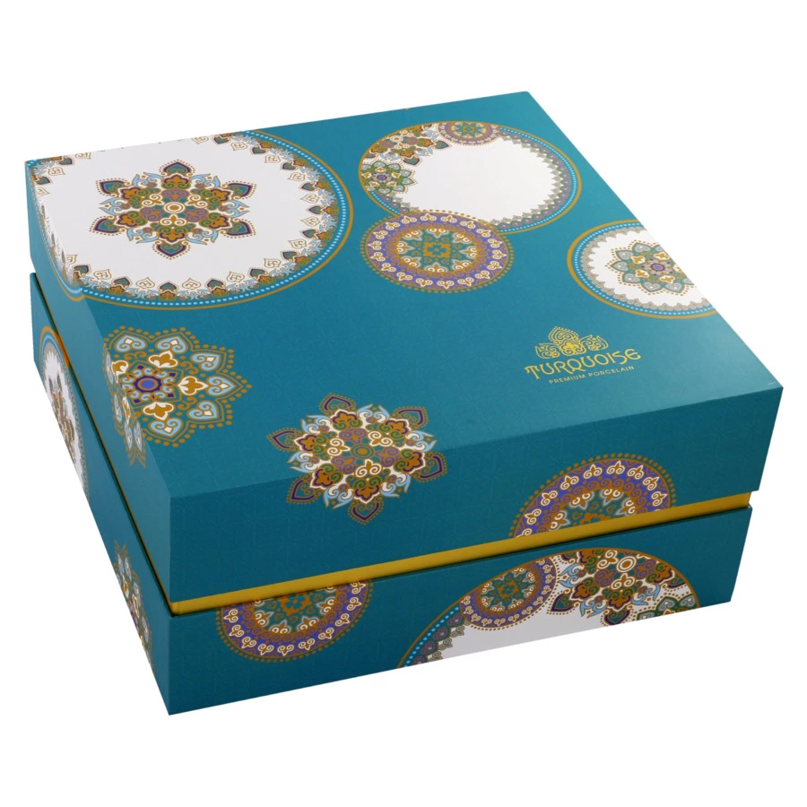 Сервиз чайный Empire Туркуаз на 6 персон 15 предметов, фарфор твердый, золотая деколь, бирюзовый,п/к