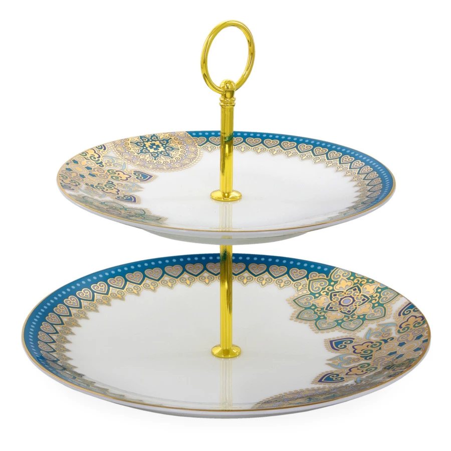 Сервиз столовый Empire Туркуаз на 6 персон 98 предметов, фарфор, золотая деколь, бирюзовый, п/к